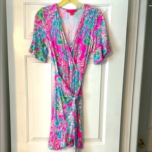 Lilly Pulitzer Vibrant Pink Floral Wrap Dress